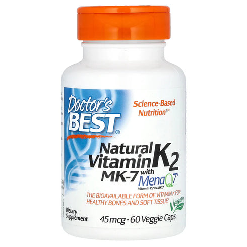 Image of Natural Vitamin K2 MK-7 with MenaQ7 (45mcg) 60caps